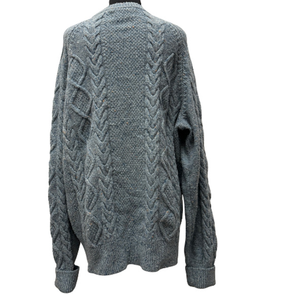 Madewell Donegal Cable Knit Fisherman Sweater Blue Wool Blend XXL - Picture 5 of 9